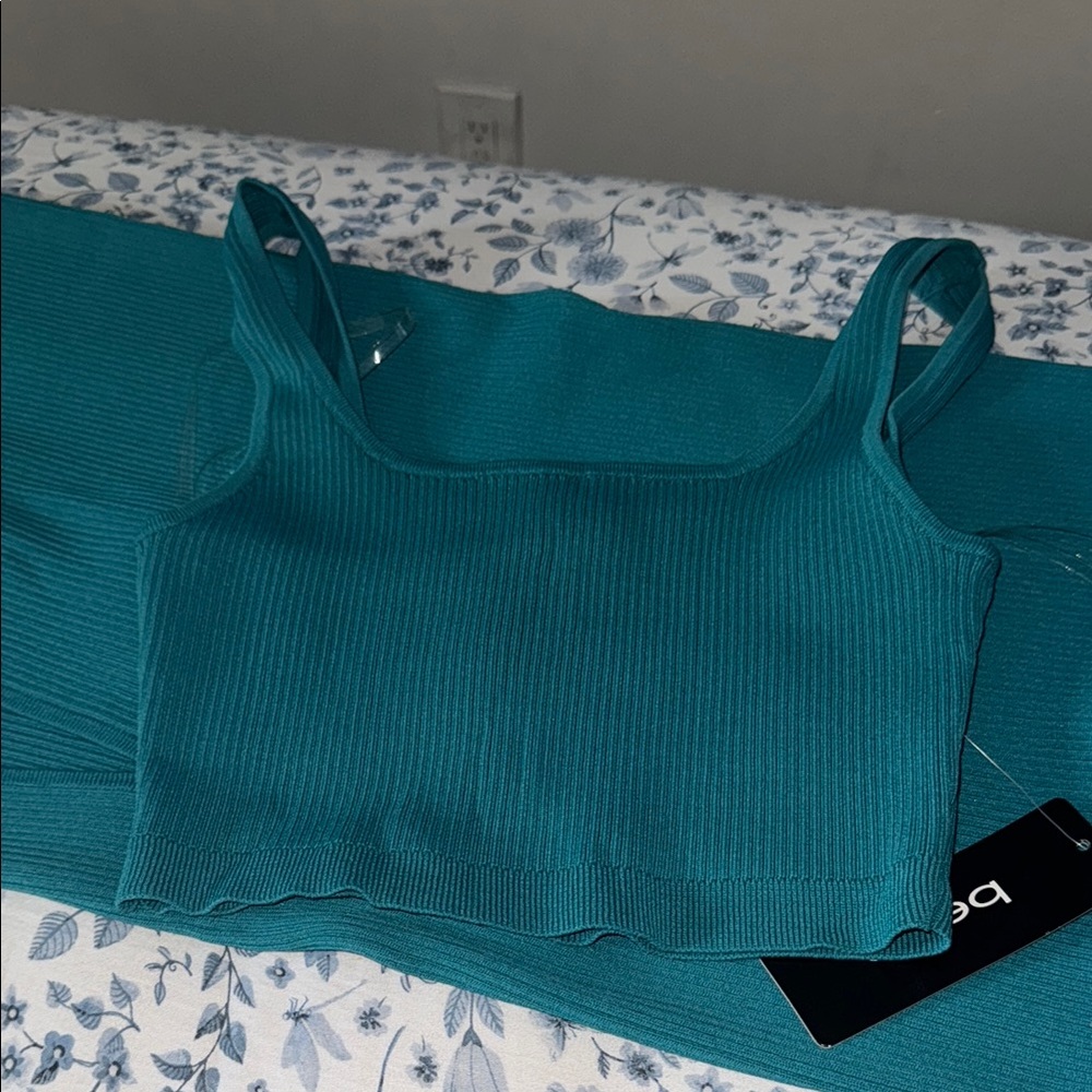 Bebe Teal Ribbed Two-Piece Set - Picture 3 of 5